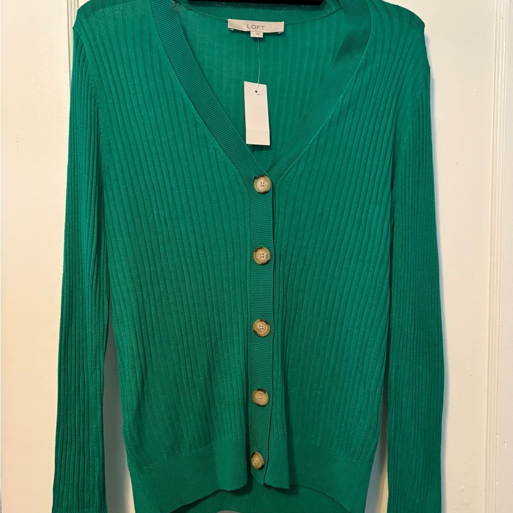 LOFT Emerald Button-Up Cardigan